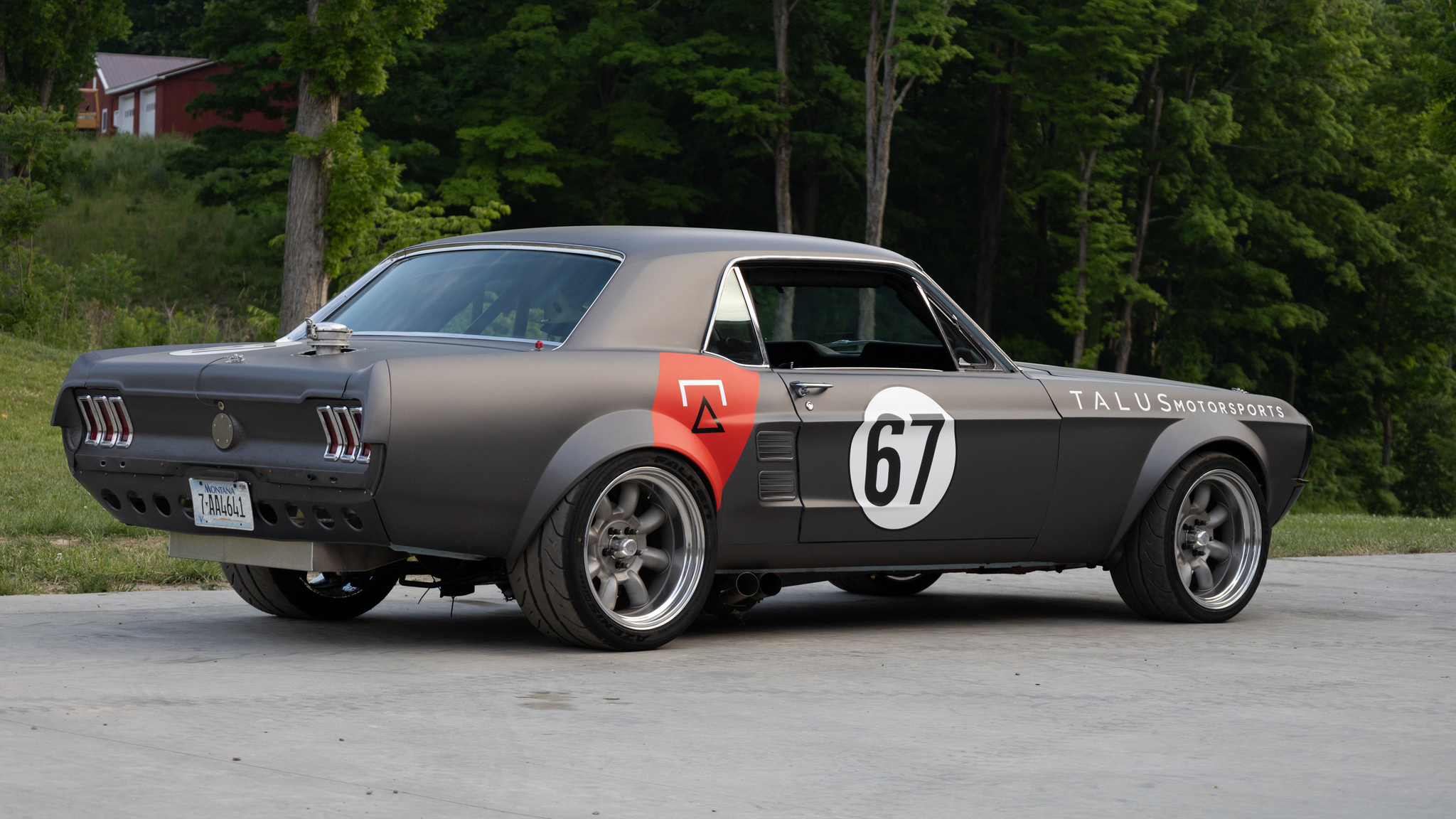 1967 Mustang Coupe outdoors, rear three-quarter view